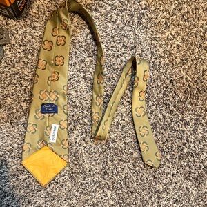 Comte de Lisso Olive Green Floral Silk Tie
